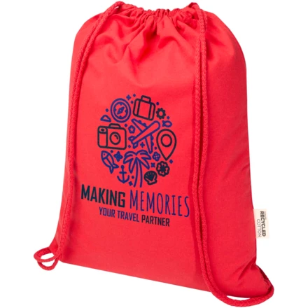 Oregon Blend torba ściągana sznurkiem z materiału materiału z recyklingu, 140 g/m², 5 l, posiadająca certyfikat GRS (NPC-12076121)