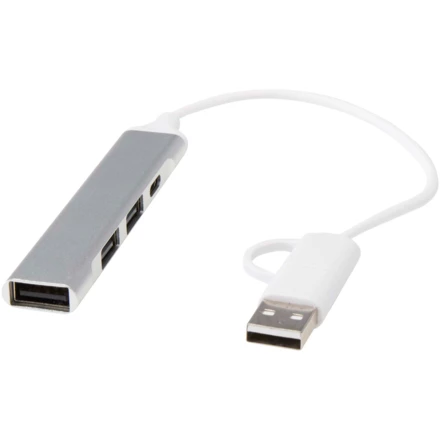 Alkaid 4-portowy hub USB-A i typu C z podwójnym wejściem wykonany z aluminium z recyklingu (NPC-12446981)
