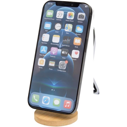 Alcor składana podstawka na telefon z mocowaniem magnetycznym, wykonana z tworzyw sztucznych pochodzących z recyklingu z elementami bambusowymi (NPC-12446301)