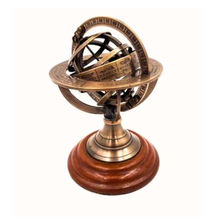Mosiężne Astrolabium Dekoracyjne na Drewnianej Podstawie - NI351 (NMT-320288)