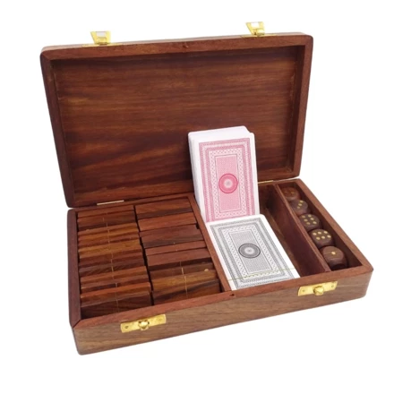 Zestaw 3 gier tradycyjnych – Gra w kości, Karty do gry, Domino – G365 (NMT-220832)