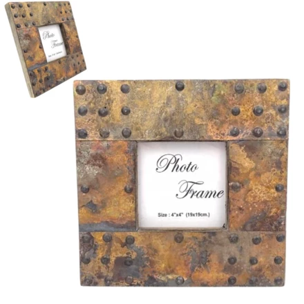 Drewniana ramka  na zdjęcia pokryta blachą  - A-1106 - format zdjęcia 10x10cm (NMT-221853)