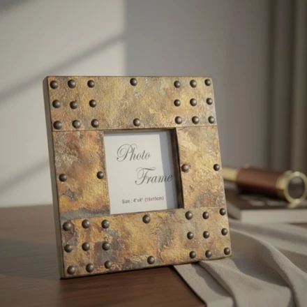 Drewniana ramka  na zdjęcia pokryta blachą  - A-1106 - format zdjęcia 10x10cm (NMT-221853)