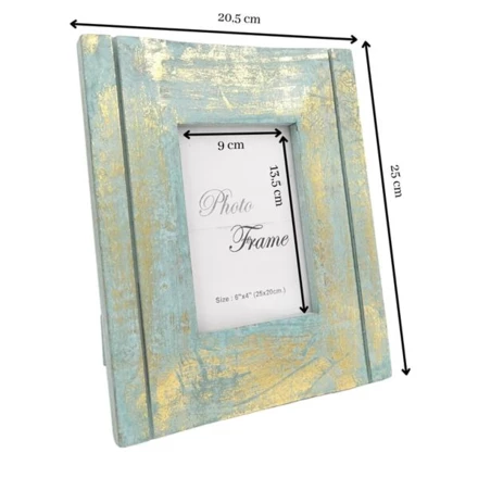 Drewniana ramka na zdjęcia złoto-mięta - 30898 - format zdjęcia 15x10cm (NMT-222102)