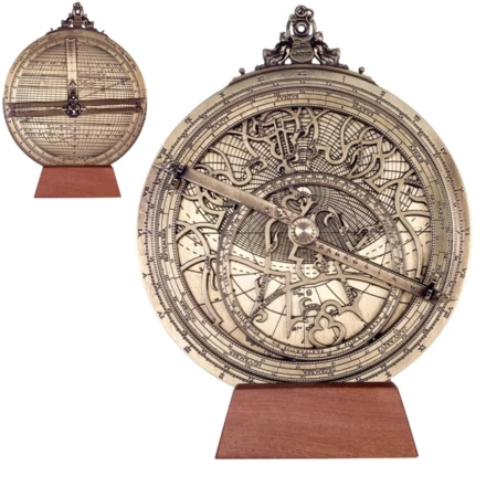 Wielkie mosiężne astrolabium Rojas– średnica 20 cm – reprodukcja – H34 (NMT-228821)
