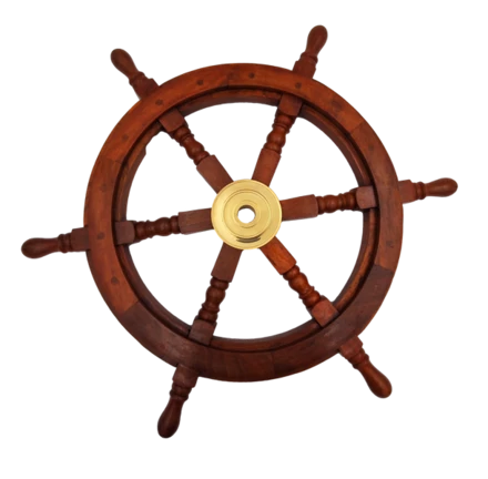 Drewniane koło sterowe - Wkład mosiężny z miejscem na klin - średnica 60cm - SW3/24 (NMT-223284)