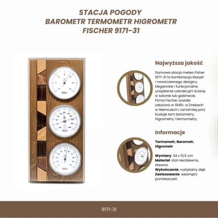 Stacja pogody - Barometr Higrometr Termometr - Fischer 9171-31 (NMT-229552)