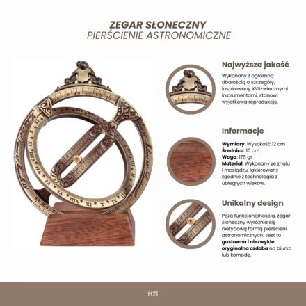 Zegar słoneczny - pierścienie astronomiczne H21 (NMT-223901)