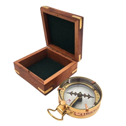 Kompas Mosiężny Map Reader w Pudełku Drewnianym Retro – NC1087 (NMT-226926)