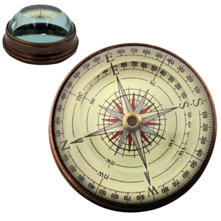 Kompas soczewkowy - mosiądz i szkło - NC2119 (NMT-224229)