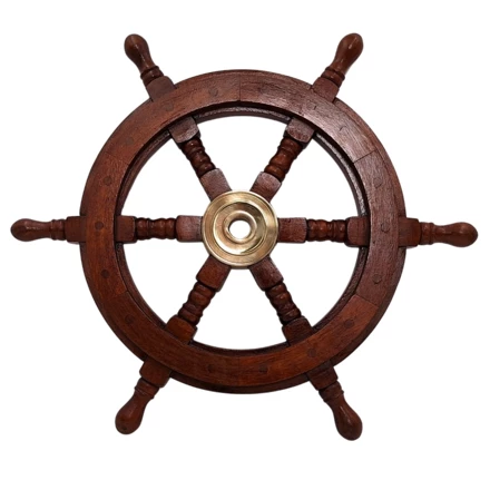 Koło Sterowe Drewniane – 45 cm - Dekoracja Marynistyczna Retro - NC1402A (NMT-225806)
