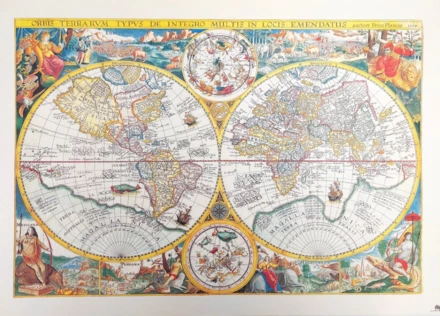 Stara Mapa Świata - Orbis Terrarum reprint - P. Plancius, 1594 r. M1594 (NMT-228210)
