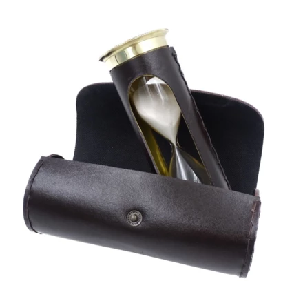 Klepsydra 5 min z zegarem światowym i kalendarzem wieczystym w etui skórzanym - STPL133/6 (NMT-227923)