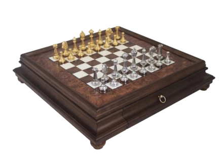 Wielkie ekskluzywne szachy Italfama z pozłacanego metalu 53x53 cm – N137 (NMT-228357)