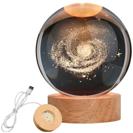Szklana Kula 3D Droga Mleczna - Lampka Nocna LED USB - Gadżet na Biurko - KDM (NMT-229026)