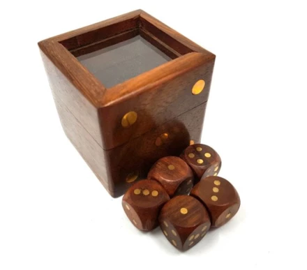 Gra w kości w pudełku drewnianym ze szklanym topem - G151G/AZ (NMT-229118)