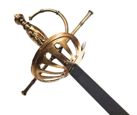 Stalowy rapier z mosiężnymi zdobieniami - Replika 96 cm - SP-C (NMT-480578)