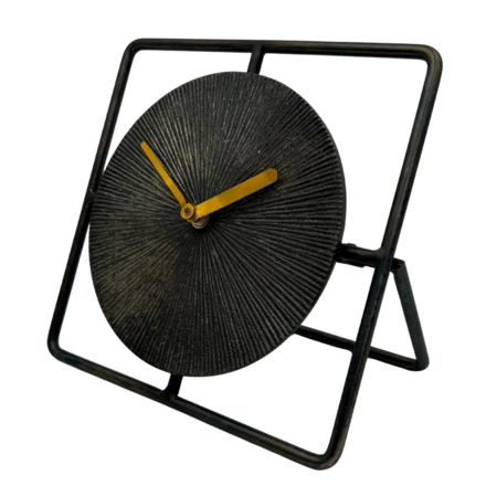 Elegancki Metalowy Zegar Okrągły 20 cm Czarno-Złoty – 4126 (NMT-229217)