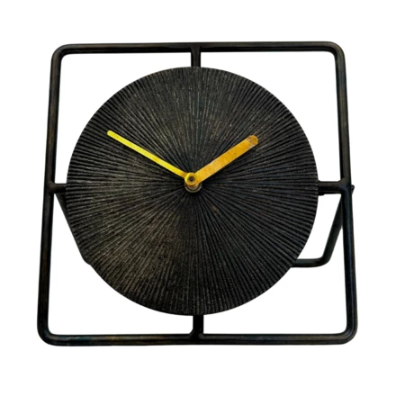 Elegancki Metalowy Zegar Okrągły 20 cm Czarno-Złoty – 4126 (NMT-229217)