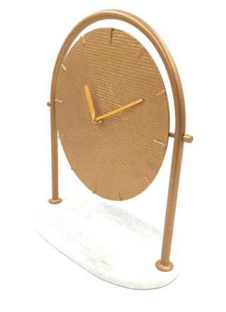 Okrągły Zegar metalowy na marmurowej podstawie -  4130 (NMT-229224)