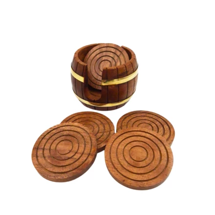 Drewniane Podstawki pod kubki - Zestaw Beczka (NMT-320127)