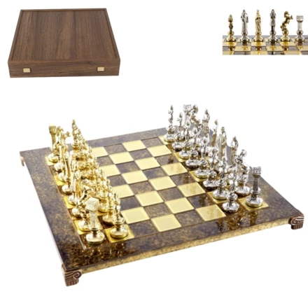Duże Ekskluzywne Szachy – 36x36 cm – Złoto-srebrne -  Renesans S9BRGS (NMT-320820)