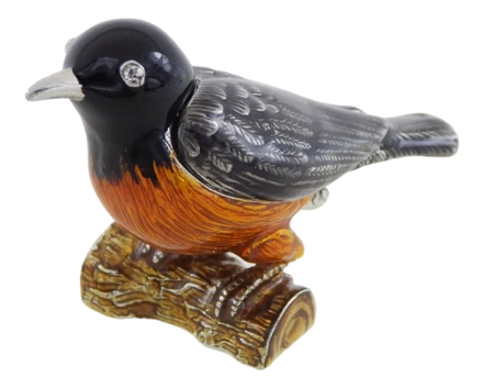 Wyjątkowe metalowe pudełeczko zdobione kryształkami - Ptaszek - B0192-02 (NMT-320905)