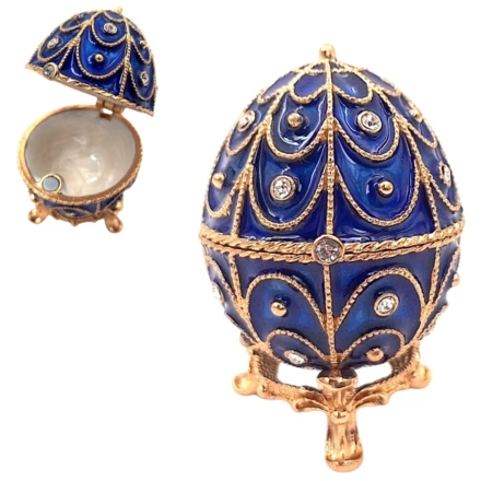 Ekskluzywne metalowa szkatułka z kryształkami - Jajo Fabergé - B0748-17 BL (NMT-320943)