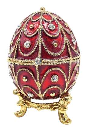 Ekskluzywna metalowa szkatułka z kryształkami - Jajo Fabergé - B0748-17 RD (NMT-320950)