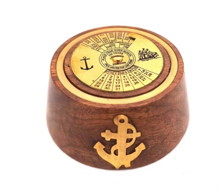 Kalendarz wieczysty mosiężno-drewniany – przycisk do papieru - NI1415 (NMT-320295)