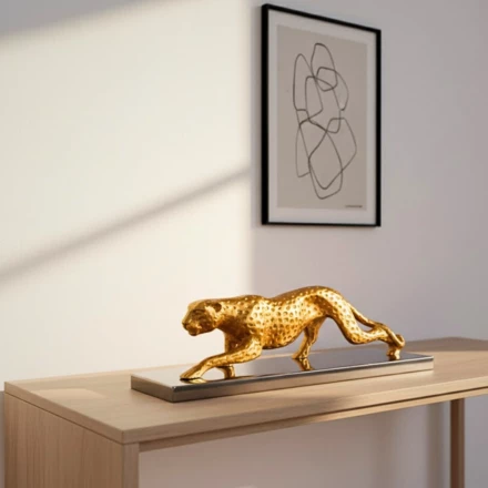 Elegancka Figura Dekoracyjna Lampart Złoty 42cm Glamour Loft Prezent (NMT-320318)