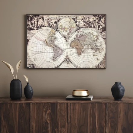 Mapa świata 1686r. - G. Valck reprint - M1686 – Prezent dla historyka (NMT-321605)