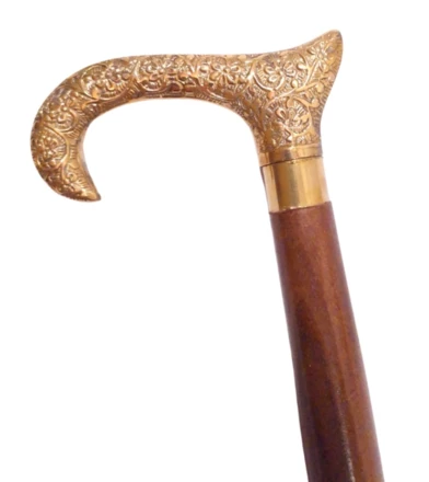 Drewniana Laska do chodzenia ze złotą rączką - Składana - DNU-012A (NMT-321636)