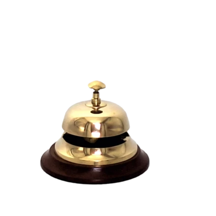 Mosiężny gong hotelowy na drewnianej podstawie - TB27/4 (NMT-321698)