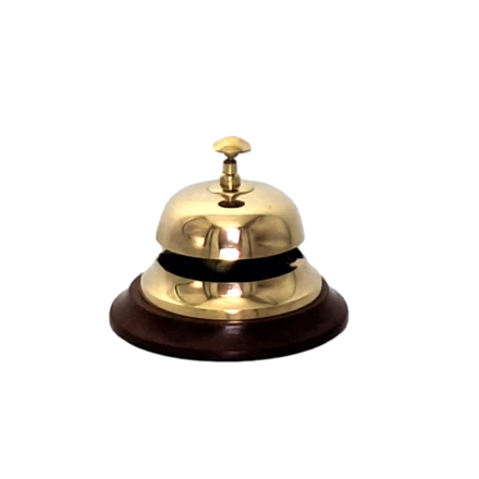 Mosiężny gong hotelowy na drewnianej podstawie - TB27/4 (NMT-321698)
