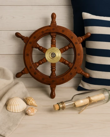 Drewniane koło sterowe - Wkład mosiężny z miejscem na klin - średnica 30cm -  SW10/12 (NMT-321711)