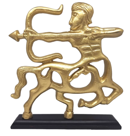 Złota Figurka Dekoracyjna - Strzelec - drewniana podstawa - SAG2 (NMT-321940)