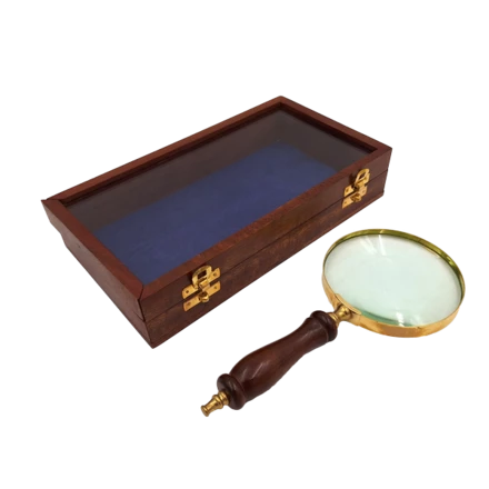 Lupa w oprawie mosiężnej w pudełku drewnianym MAG-0502ZS (NMT-321858)