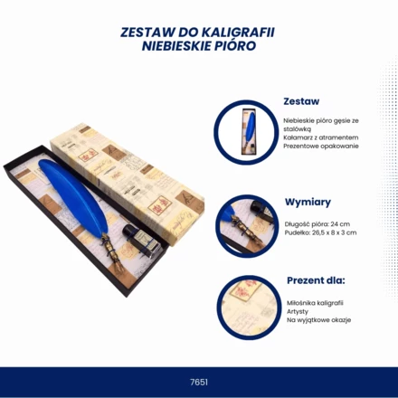 Zestaw do kaligrafii - niebieskie pióro - 7651 (NMT-322299)