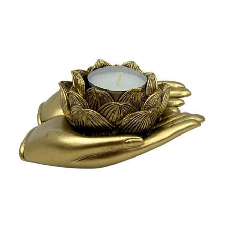 Złoty Świecznik Glamour na Tealight – Dłoń – 311FJZ (NMT-322336)