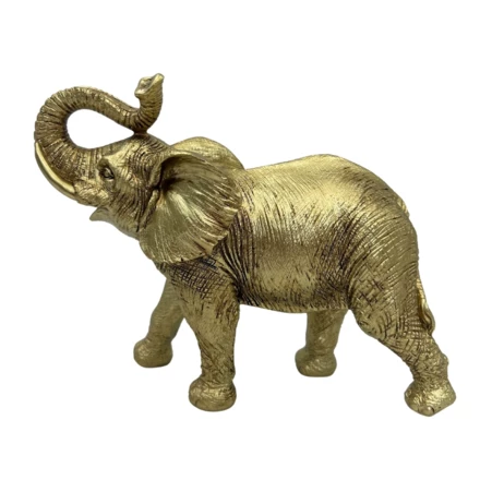 Złoty Słoń z Uniesioną Trąbą – Słonik Figurka dekoracyjna - 141FJZ (NMT-322343)