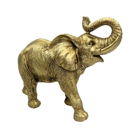 Złoty Słoń z Uniesioną Trąbą – Słonik Figurka dekoracyjna - 141FJZ (NMT-322343)