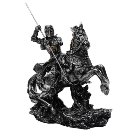 Figurka Średniowieczny Rycerz na Koniu z Włócznią – dekoracja polyresin – MC-23157 (NMT-231575)