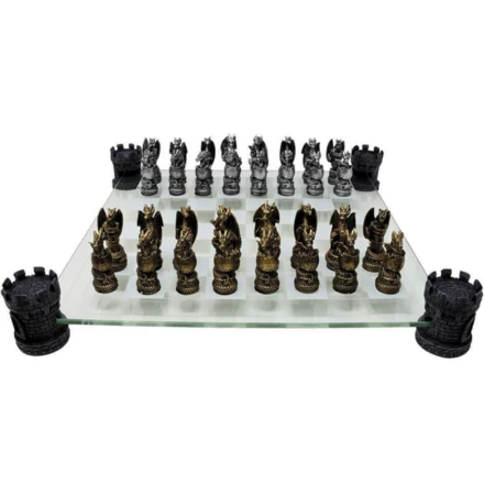 Szachy Smocze Fantasy – szklana szachownica 42x42 cm – MC-6069 (NMT-060694)