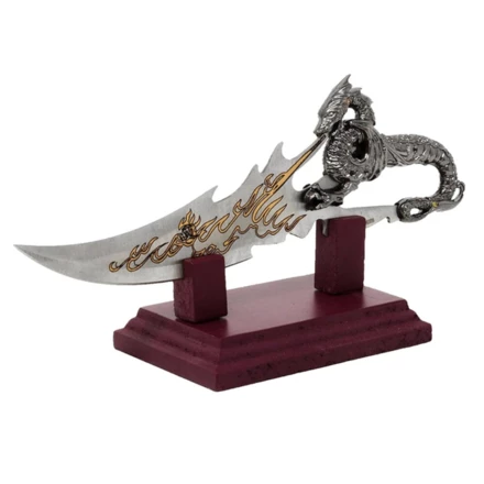 Sztylet dekoracyjny smok na podstawie 34 cm - fantasy - stal nierdzewna – SW-185 (NMT-191855)