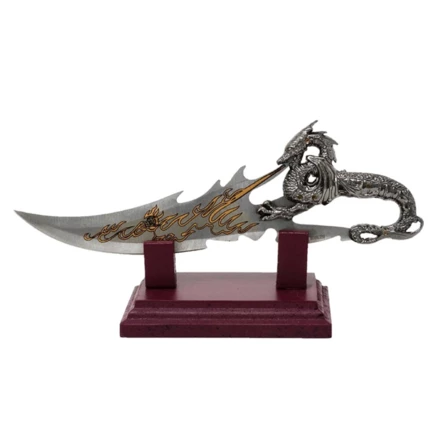 Sztylet dekoracyjny smok na podstawie 34 cm - fantasy - stal nierdzewna – SW-185 (NMT-191855)