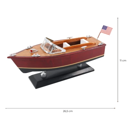 Model Motorówka Drewniana – Klasyczna Łódź Motorowa 26cm – Dekoracja biura – MOT04ML (NMT-322817)