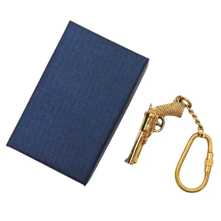Mosiężny Brelok Rewolwer w Eleganckim Pudełku - Gadżet dla Fana Westernu – KRT19A (NMT-323081)
