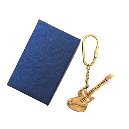 Mosiężny Brelok do Kluczy Gitara w Eleganckim Pudełku – Prezent dla Gitarzysty - KRT21A (NMT-323098)