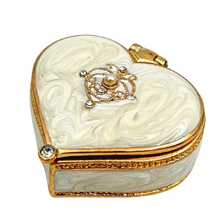 Ekskluzywne Szkatułka Pudełeczko na Biżuterię Serce z Kryształkami - B0767-06WH (NMT-323135)